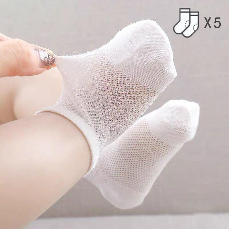 

5 Pairs/Set White Mesh Socks for Baby Simple Breathable Soft Cotton Infant Short Sock Summer Kids Casual Sport Socks Calcetines fit 0-1 Year old