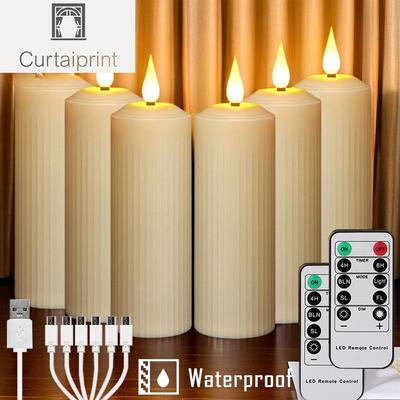 Candele Ricaricabili via USB con Fiamma Tremolante Decorazione Matrimoniale Candeline Timer Telecomando Impermeabile per Esterni Candela LED