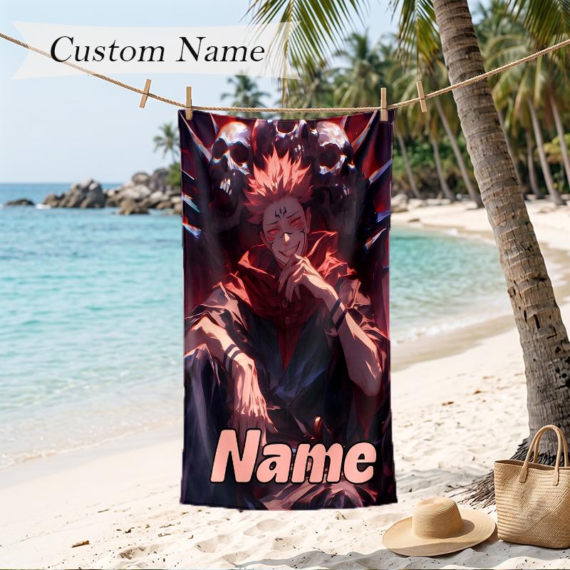 SUKUNA Custom Name Printed Beach Towel Personalized Soft Towel For Swimming Beach Travel