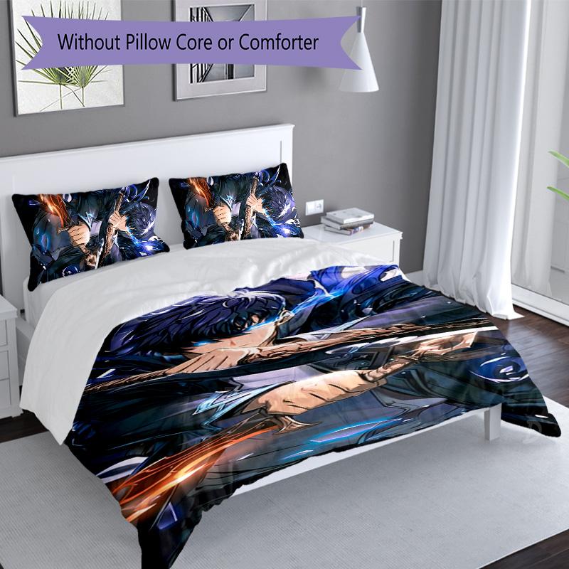 3pcs Solo Leveling Sung Jin-woo2 pattern bedding set duvet cover set includes duvet cover &pillowcases, perfect all season bedroom decoration & gift