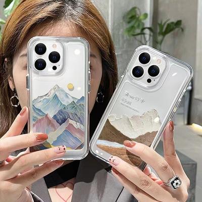 IPhone16promax Colorful Mountain Peaks Snow Mountain Glacier Space Apple Phone Case Suitable for 15/14 Painted 13