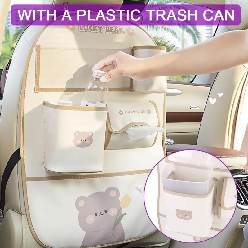 Organisateur de siège arrière de voiture Style dessin animé Protection anti-salissure pour enfants Amovible avec support pour tablette à écran tactile 5 Poches de rangement