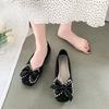 Fashion Ladies Footwear Low Heel Elegant with Bow Pearl Women's Flat Shoes Lastest Genuine Mark Chic Point High Quality Fashion Non Slip