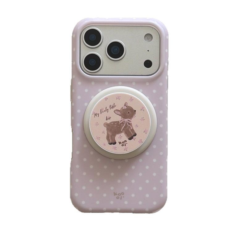 Cute Cartoon Deer Floral Magnetic Stand Case for iPhone 17 Pro Max/16/15/14