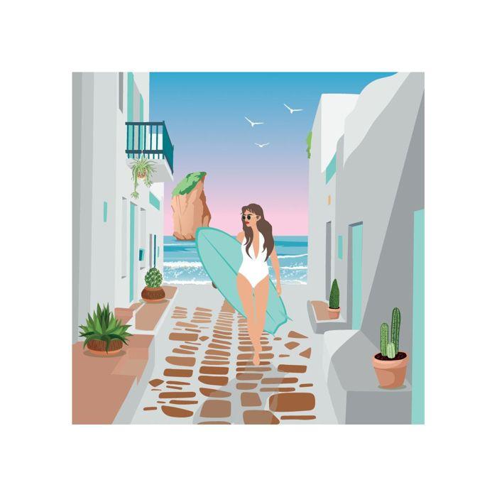 Kit peinture par numéros - Oz international - Retour de plage - 30 x 30 cm - Acrylique - Pour enfants