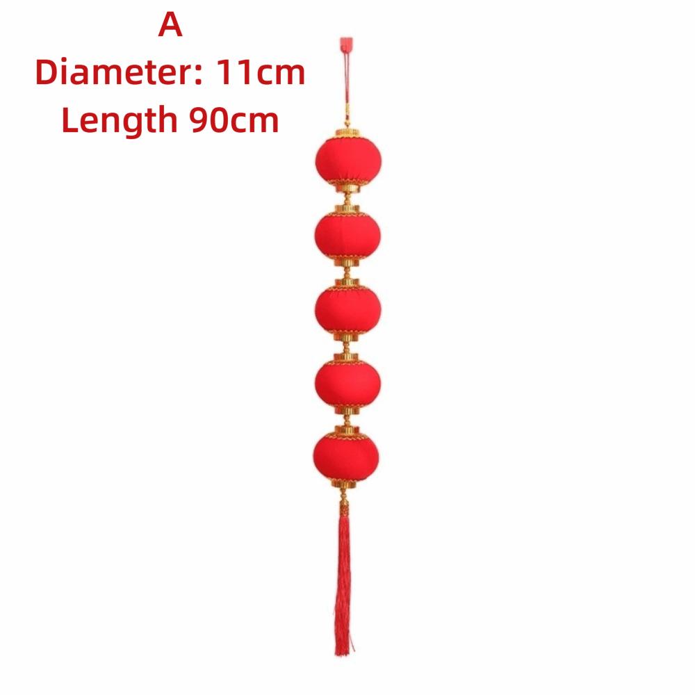 Printed Pattern Chinese Lantern Pendant Flocked Fabric Circular Window Lantern Chinese New Year