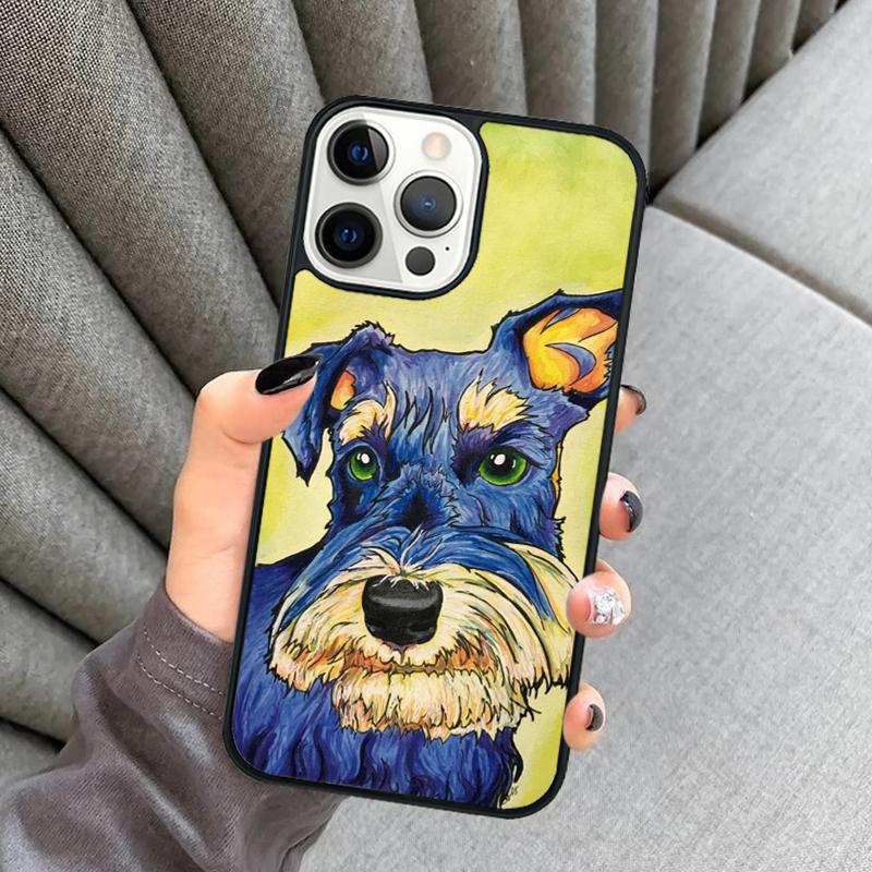 Миниатюрный шнауцер собака искусство Чехол для телефона Для iPhone 17 Air 16 16e 15 13 14 Pro Max 11 12 Plus 2022 MAX Чехол coque