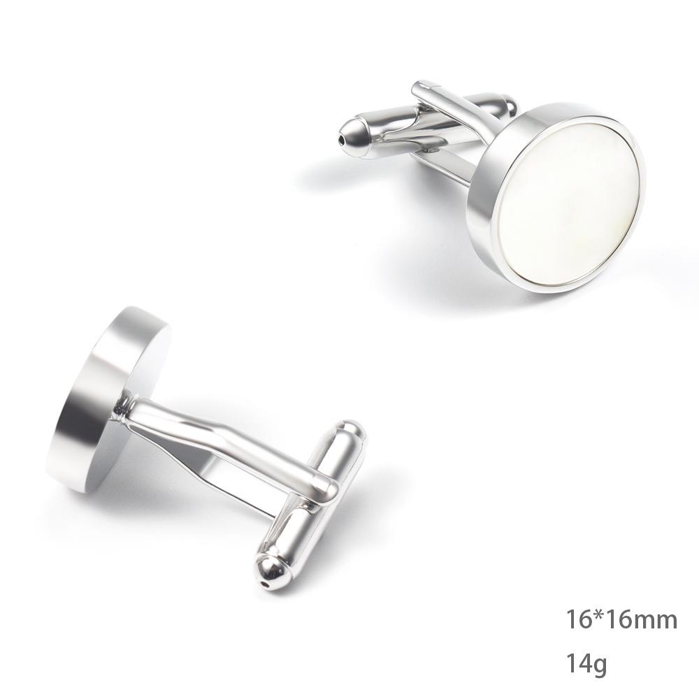 New Haute Couture Colorful Shell & White Shell Men's French Metal Cufflinks