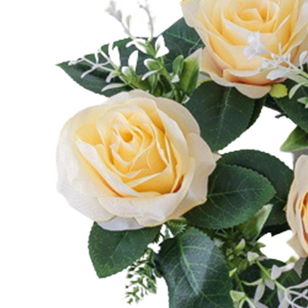 Sztuczne Róże Pierścienie na Świece Mały Wianek Uchwyt na Świecę Kolumnową 23 cm Girlanda Kwiatowa na Boże Narodzenie