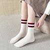 Women's Ankela Red Striped Mid-calf Socks Trendy Combed Cotton Long Calf Socks