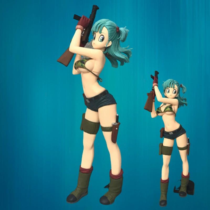 Dragon Ball Girl Figure Pvc Material, Cartoon Anime Style, Bulma Military Uniform, Bikini