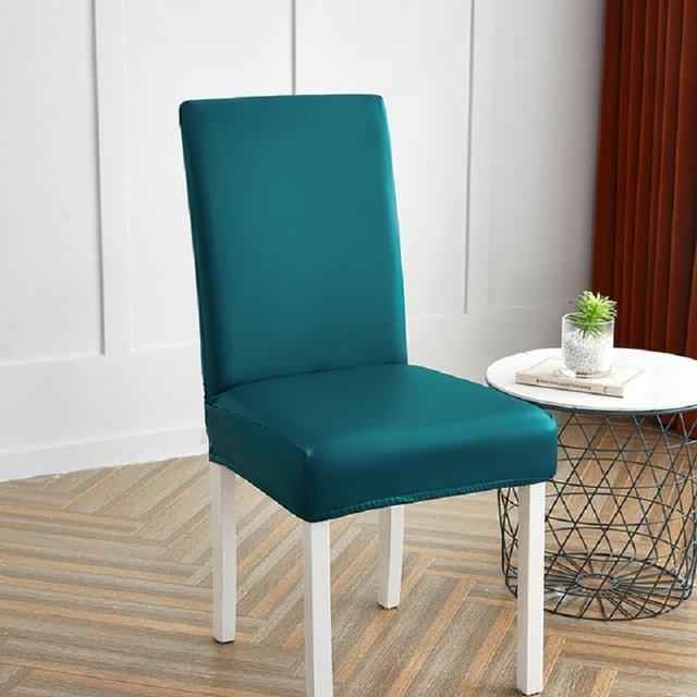 Waterproof Chair Cover Pu Elastic General Leather Seat Cover Living Room Hotel Dining Table Chair Cushion Cover 1 /2 /4 /6 Pcs