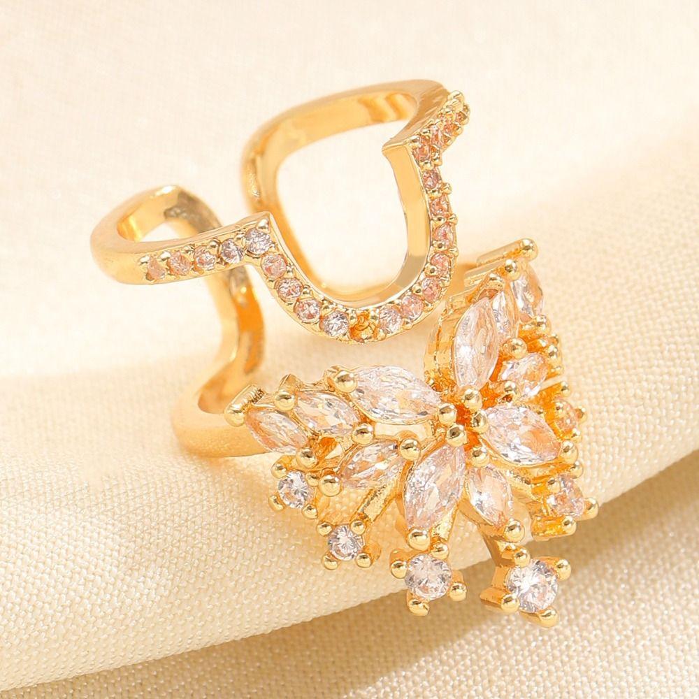 Metal Zircon NailCap Ring Silver Color Detachable Nail Ring Retro Sweet Nail Ring  Manicure