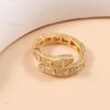18K Gold European Snake Pattern Adjustable Ring with Micro-set Diamonds