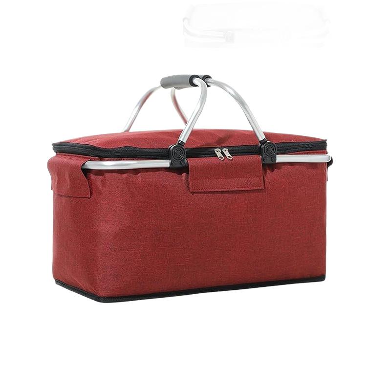 Outdoor Thermal Insulation Basket Aluminum Foil Thickened Picnic Basket Oxford Cloth Folding Picnic Bag Thermal Insulation Ice Pack Camping Storage