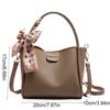Solid Color Pu Leather Bucket Bag Versatile Women 's Handbag Temperament Crossbody Bag  Outdoor