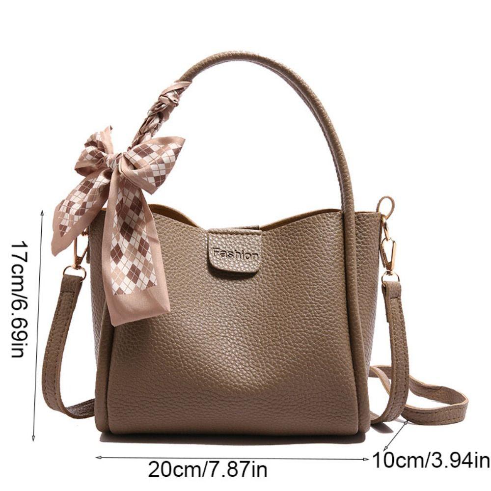 Solid Color Pu Leather Bucket Bag Versatile Women 's Handbag Temperament Crossbody Bag  Outdoor