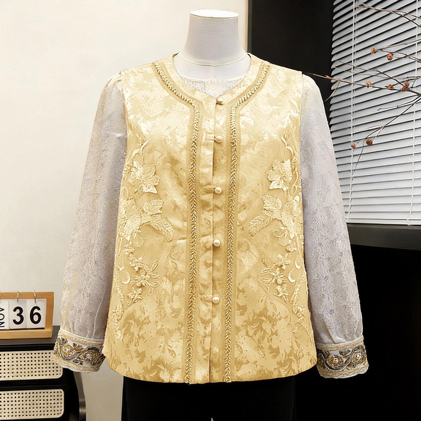 Elegant Chinese Embroidery Round Neck Vest for Women - Spring 2026 Collection XL (105-120 jin)