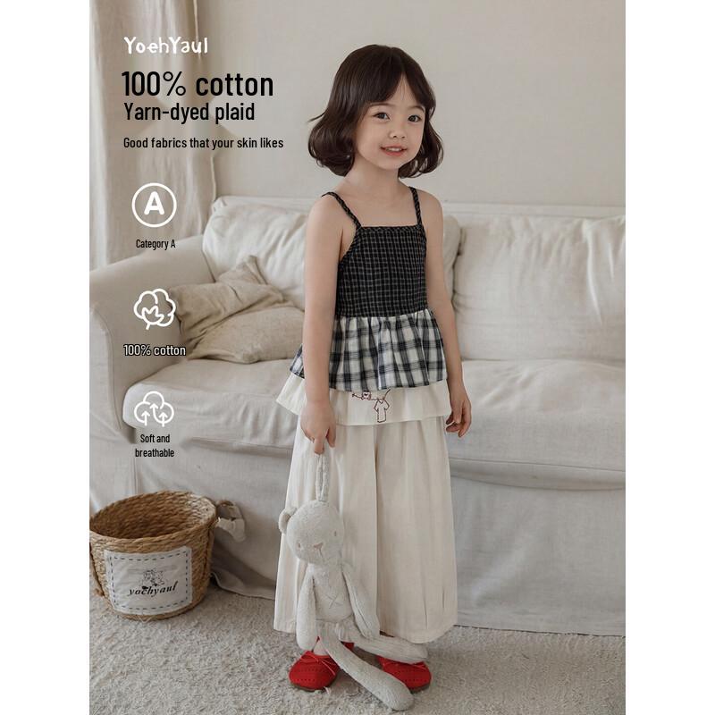 YouYou Girl s Summer Plaid Suspender Dress 100cm