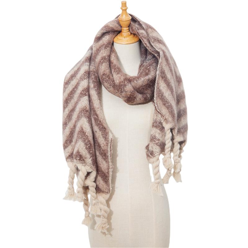 New Imitation Cashmere Women Scarf Winter Preppy Style Striped Tassel Pashmina Mujer Femme Foulard Bufanda Wrap Shawl Men'S