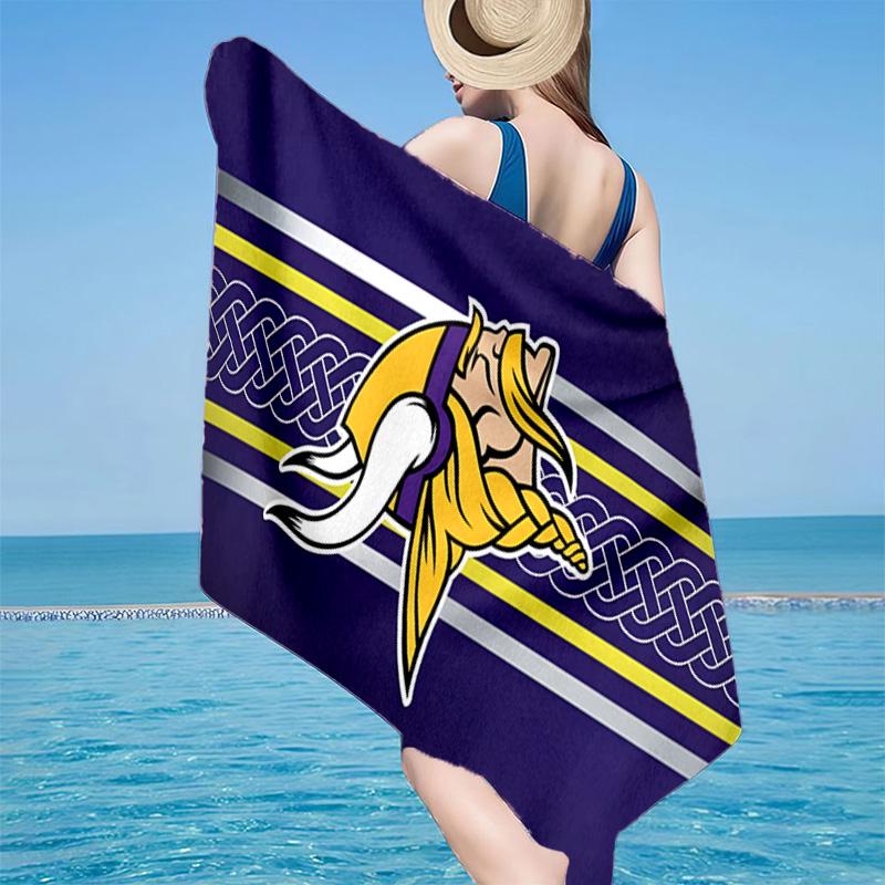 Asciugamano da Spiaggia in Microfibra Vikings Team Spirit, Leggero e Asciugatura Rapida, per Viaggi Estivi, Essenziale per la Spiaggia, Piscina