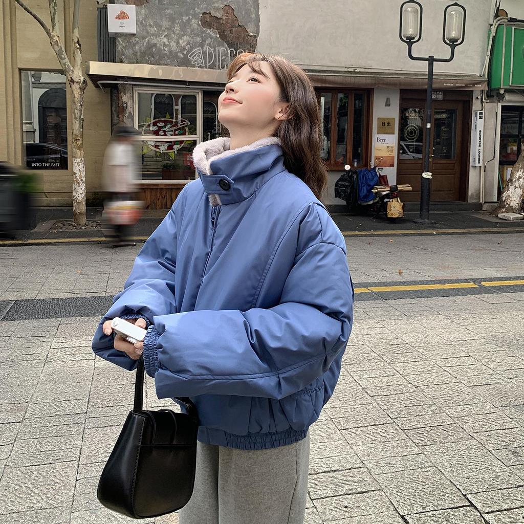 Autumn Winter Thicken Warm Parka Women Casual Sweety Solid Color Big Pocket Loose Jackets Outwear