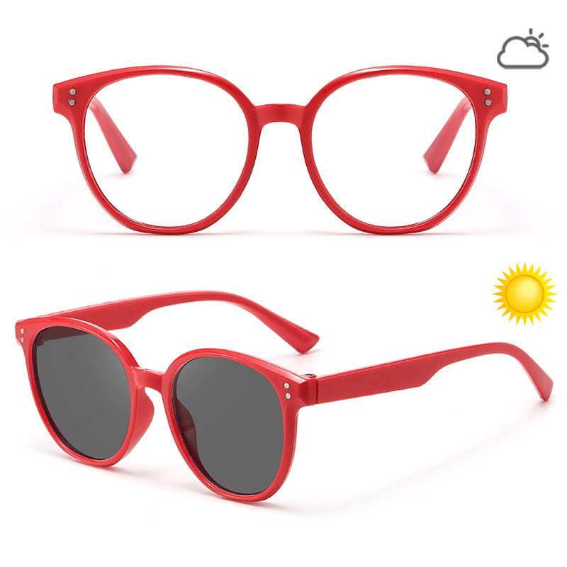 Smart photosensitive color-changing children's silicone glasses, dual-purpose dual-purpose glasses for boys and girls, high-definition blue light prot