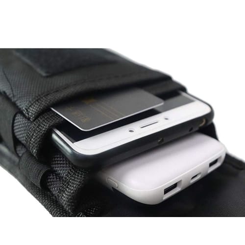 Large Smartphone Case, Waist-Shaped Protective Phone Case, Tactical Multifunctional Belt Loop Bag with Accessory Storage (Black)