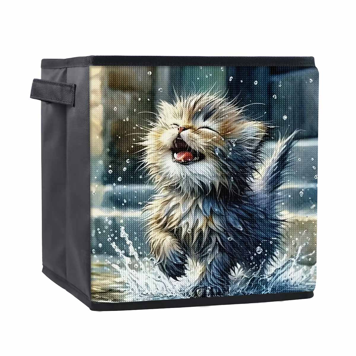 

Cute Little Cat 5D Diamond Painting Storage Basket Full Round Drill Mosaic Diamond Embroidery Cross Stitch Kits Home Decor Home Decor 25cmx25cm