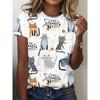 2026 Neues Cartoon-Tier Ganzmuster 3D Digitaldruck Damen-T-Shirt Harajuku Freizeit Kurzarm Rundhals Damen-Oberteil