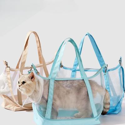 Suministros para mascotas Bolso portátil de verano Bolso portátil Estilo de paseo para gatos Mochila transpirable de un solo hombro para gatos