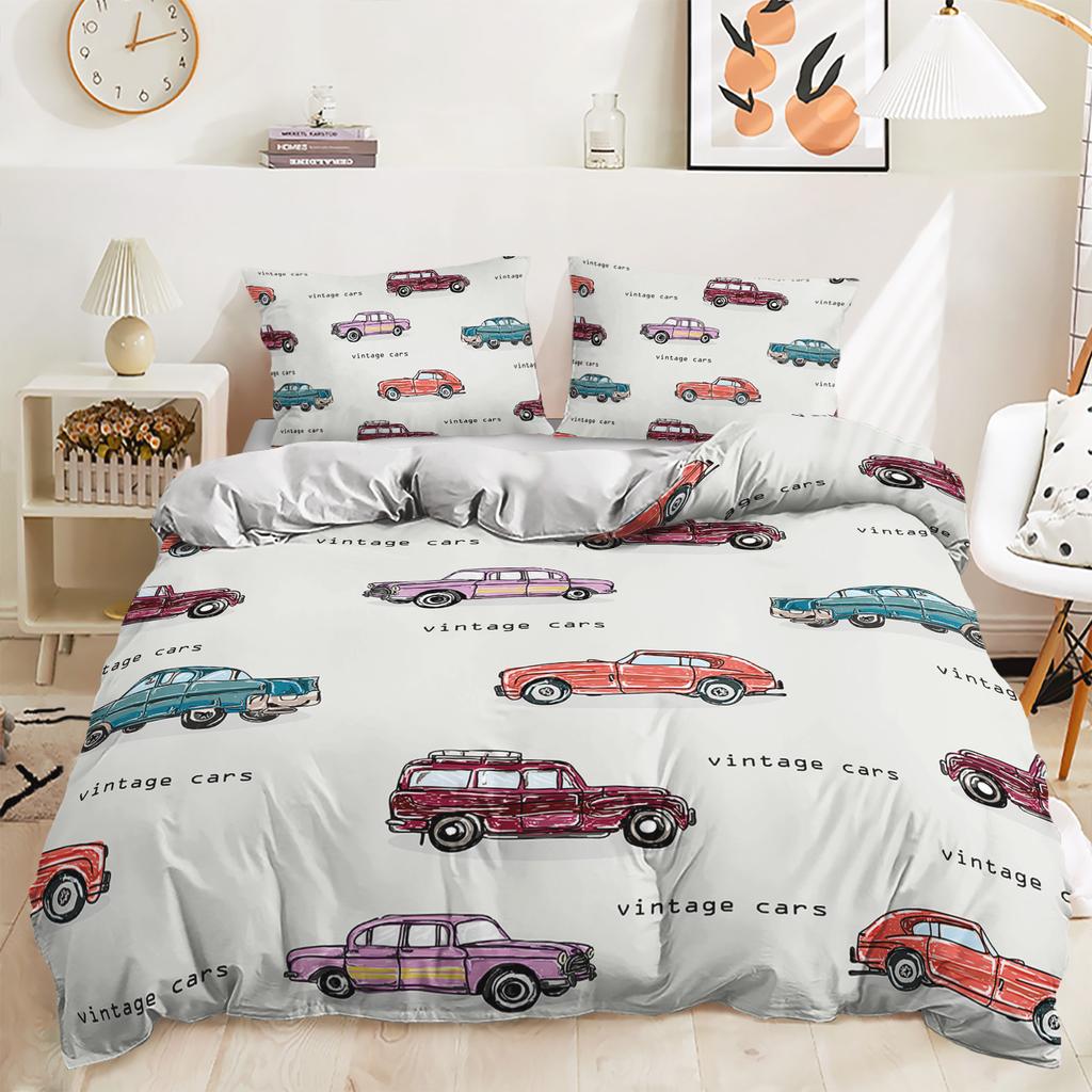 Bedding Three-Piece 3D Digital Printing Cartoon Car Children'S Quilt