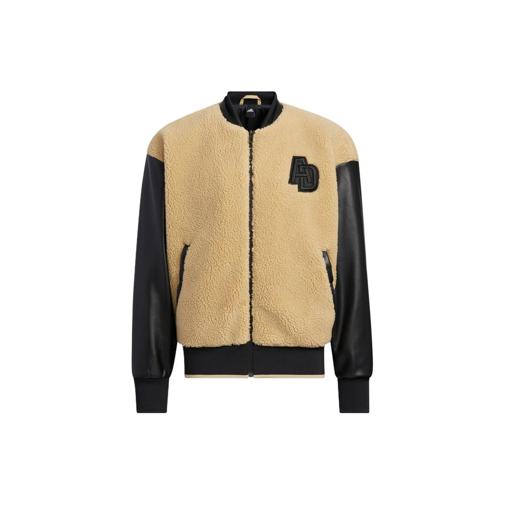 Adidas Colorblock Letter Logo Embroidered Track Jacket Men Outerwear Khaki IB2722