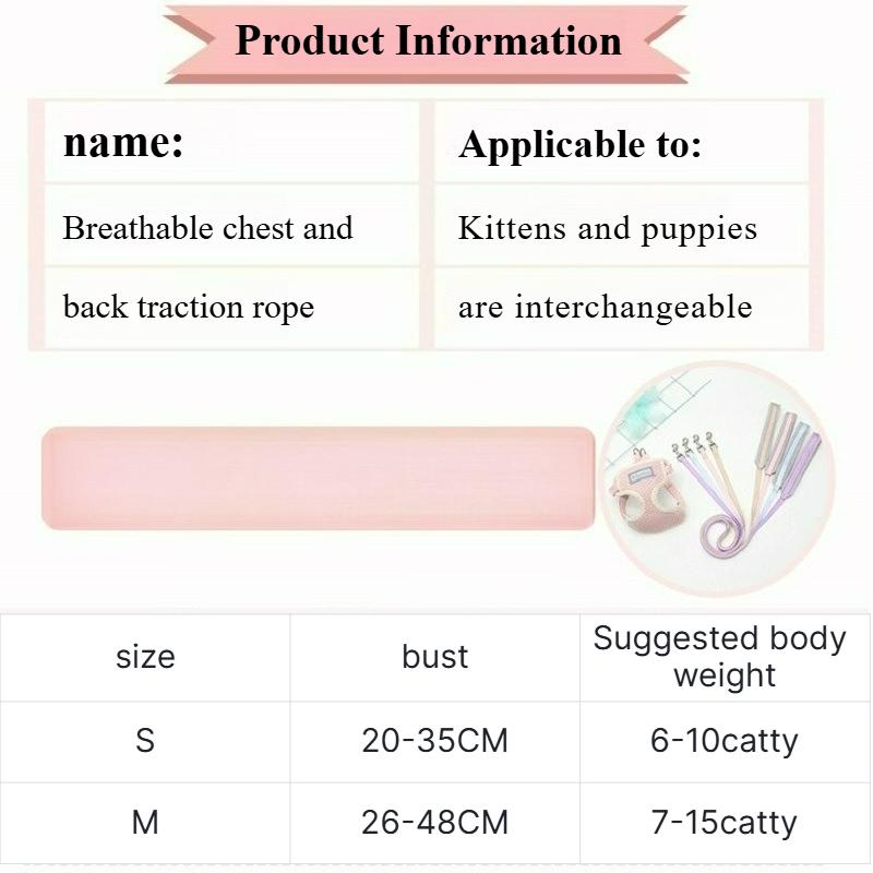 New Pet Products Adjustable Small Cat Harness Leash Set Breathable Cute Comfortable Medium Dog Collars Leash Accessories
