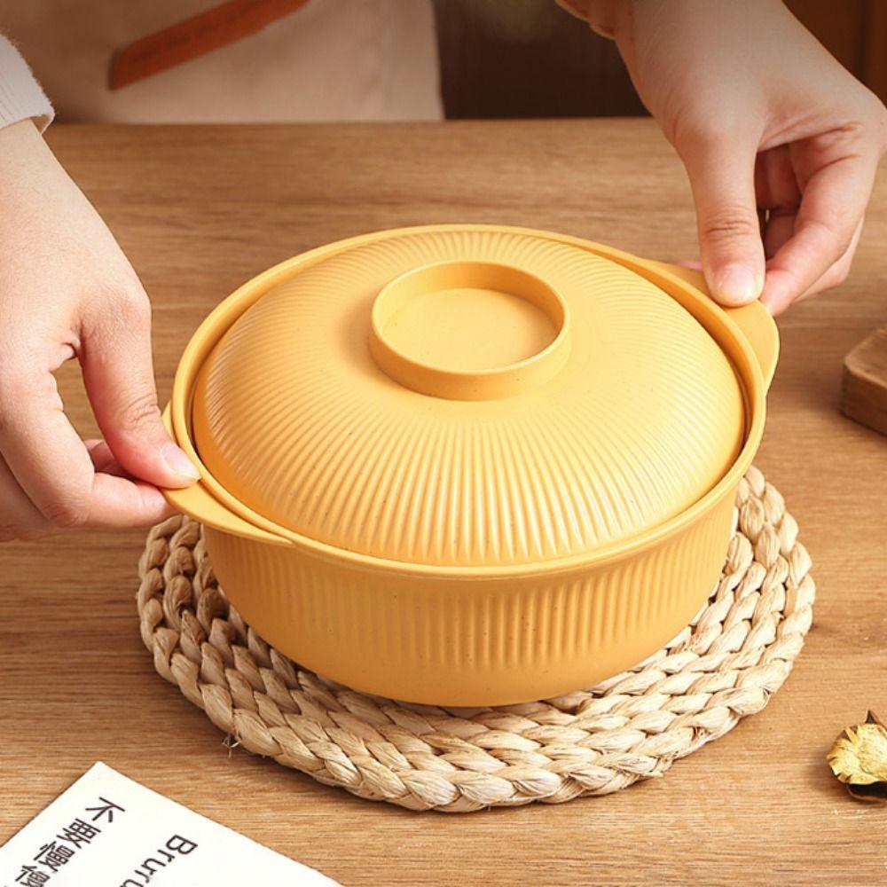 4 Set Large Capacity Salad Bowl Plastic Soup Bowl Kitchen Utensils Ramen Noodles Bowl Picnic