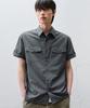 DRAW FIT Lark Roll-Up Check Half Shirt [Blue Grey]
