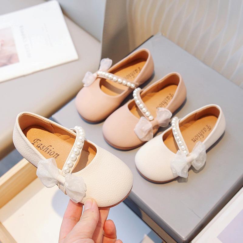 Kids Girls Soft Sole Pearl Princess Leather Shoes Fashion Casual Dance Shoes