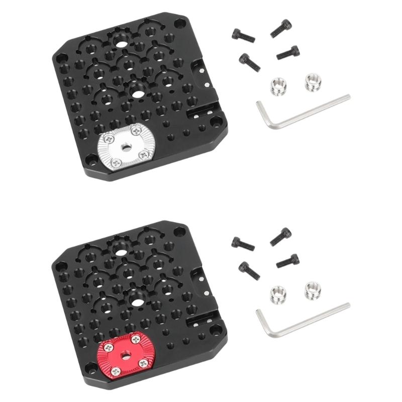 Aluminum Alloy Multi Hole Plate With 1/4 And 3/8 Inch Quick Assembly Board Mounting Holes For Camera Accessories