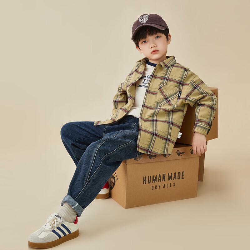 Мальчишеская клетчатая фланелевая рубашка Duoduoja 120