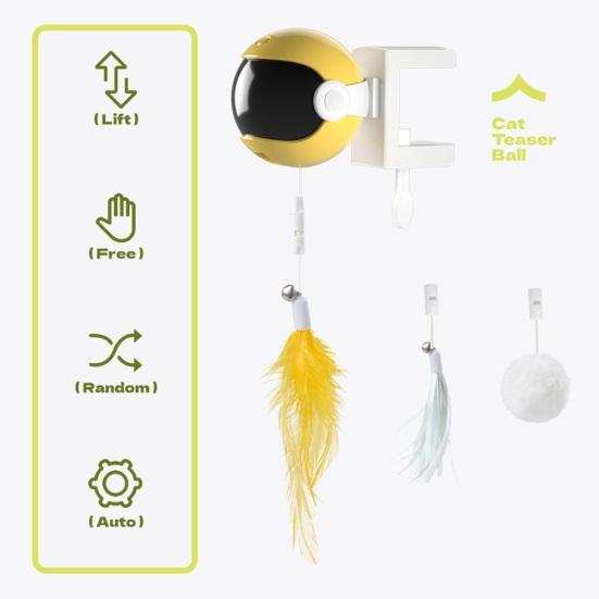 Door Hanging Electric Cat Feather Toy Smart Self Play Cat Teaser Toy Automatic Cat Toy with Feather Fluffy Ball And Tassel for Indoor Cats