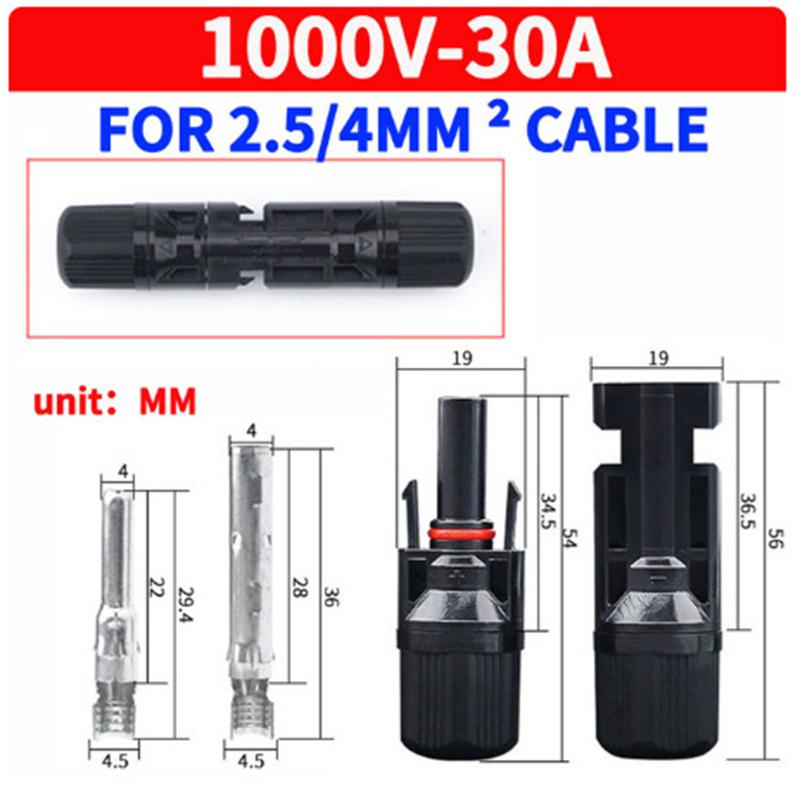 10 Pares Conector Solar MC4 1000V Plug Solar 30A para Conexão de Cabo FV Resistente a UV IP67 Conector Macho Fêmea