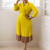 Spring and Autumn Fashion Women's Wear Collar Elegant Pleated Dress