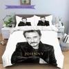 1PC Johnny Hallyday Pattern Bedding Quilt Set Quilt Cover Pillowcase Home Decoration Birthday Gift (1 * Duvet Cover + 2 * Pillowcase, Without Core)