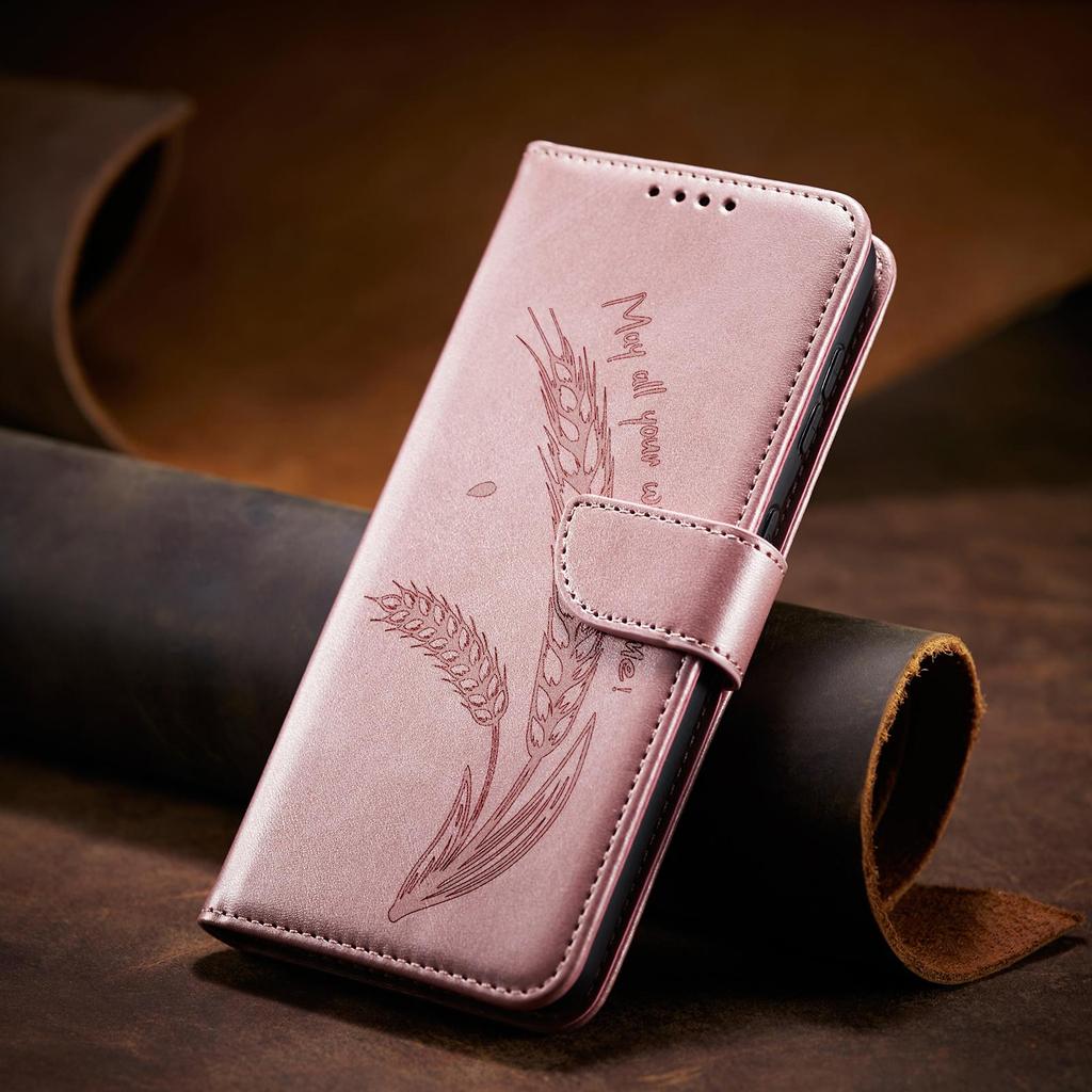 3D Embossed Food Retro Leather Phone Wallet Case Book Stand For iPhone 17 16 Pro Max Samsung Xiaomi 15T Redmi 13 Honor 400 Oppo Card Holder Flip Cover