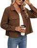 2024 Trendy Women's Casual Corduroy Crop Jacket: European & American Style Button-Up Cardigan