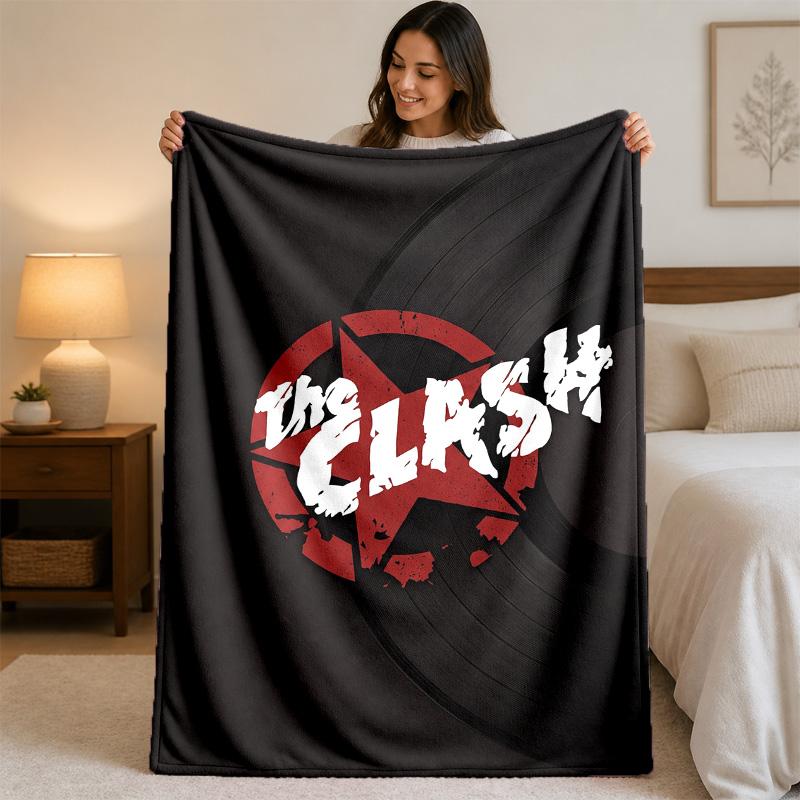 The Clash Print Flannel Blanket Cozy Lightweight Plush Throw Blanket For Bed Sofa Household Use