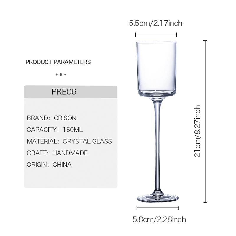 Pre06 Crison Japanese-Style Crystal Tall Cocktail Glass Creative and Unique Japanese Classical Tall Glass Ins Style 150ml