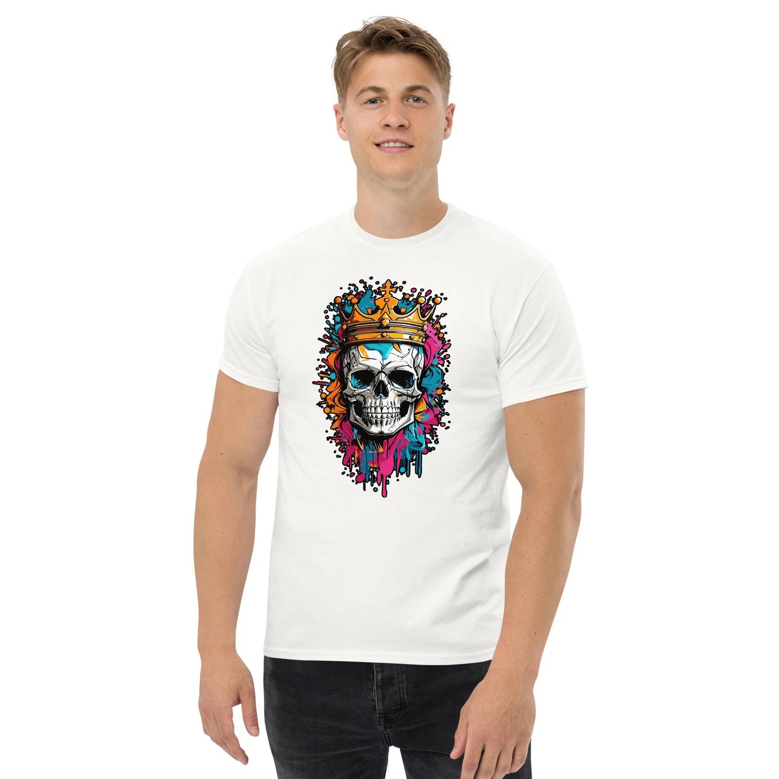 SKULL KING COLORFULL GRAFFITI SPLASH AWESOME GRAPHIC T SHIRT Men s classic tee L