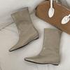 Autumn British Style Internal Elevation Women Ankle Boots Concise Square Toe Slip On Modern Short Botas Para Mujer