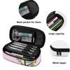 Pencil Bag Lightweight Wear Resistant Polyester Full Zipper Closure with Main Compartment Mesh Pocket and Pen Slots for Students